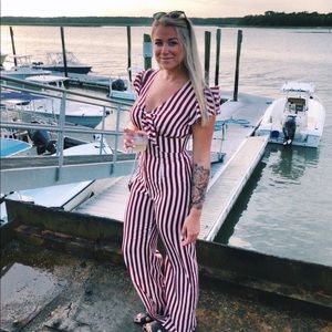 Love, Fire Tie Front Wide Leg Jumpsuit